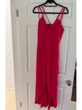 INTERMIX Hot Pink V-Neck Strappy High-Low Dress